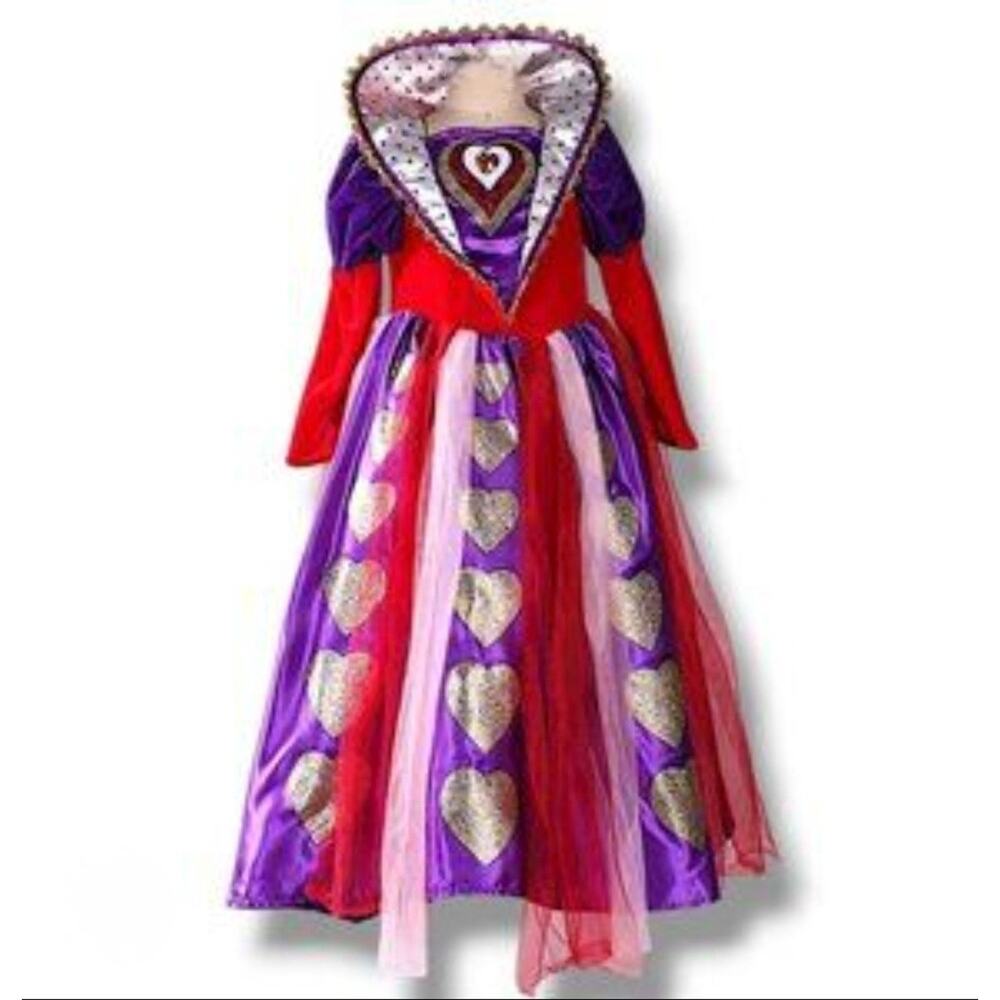 NEW Queen of Hearts Costume Alice & Wonderland Dress Halloween Girls 6-8T